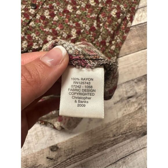 Christopher & Banks Floral Button Front Summer Cottage Beach Boho Midi Skirt 10 - Picture 6 of 7